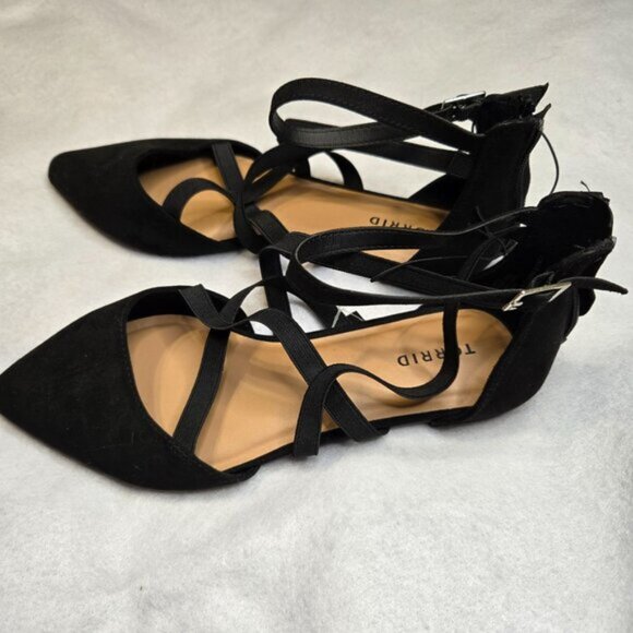 Torrid Womens Black Strappy Faux Suede Pointed Toe Flats Size‎ 9.5 - Picture 4 of 8